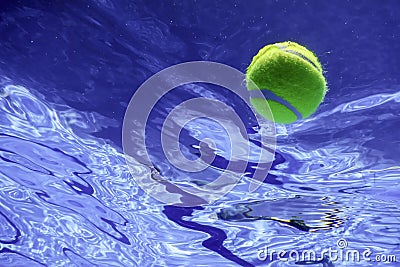 Tennis Summer Concept, Tennis Ball Underwater, Swimming Pool, SummerÂ Tennis Camp Stock Photo